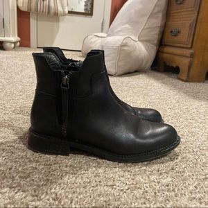 Franco Sarto Black Leather Halford Zip Ankle Booties